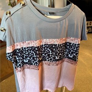 NWOTGray and Pink Leopard Print Women's Top